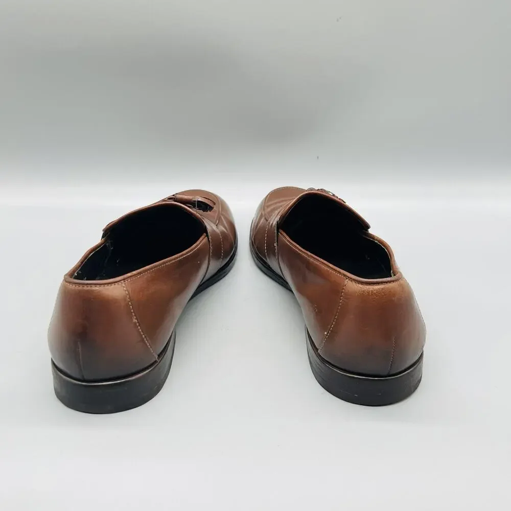 Bragano Shoes Mens 9 Brown Leather Tassel Loafers Slip On Dress Moc Toe Classic